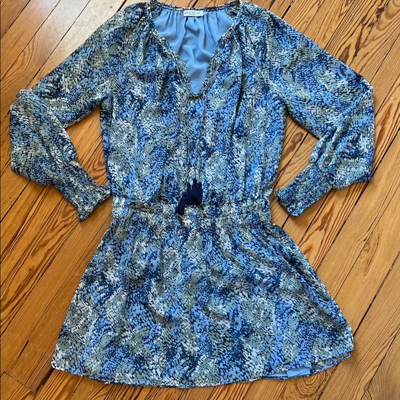 Ramy Brook Blue and Green Patterned Blouse - Picture 1 of 9